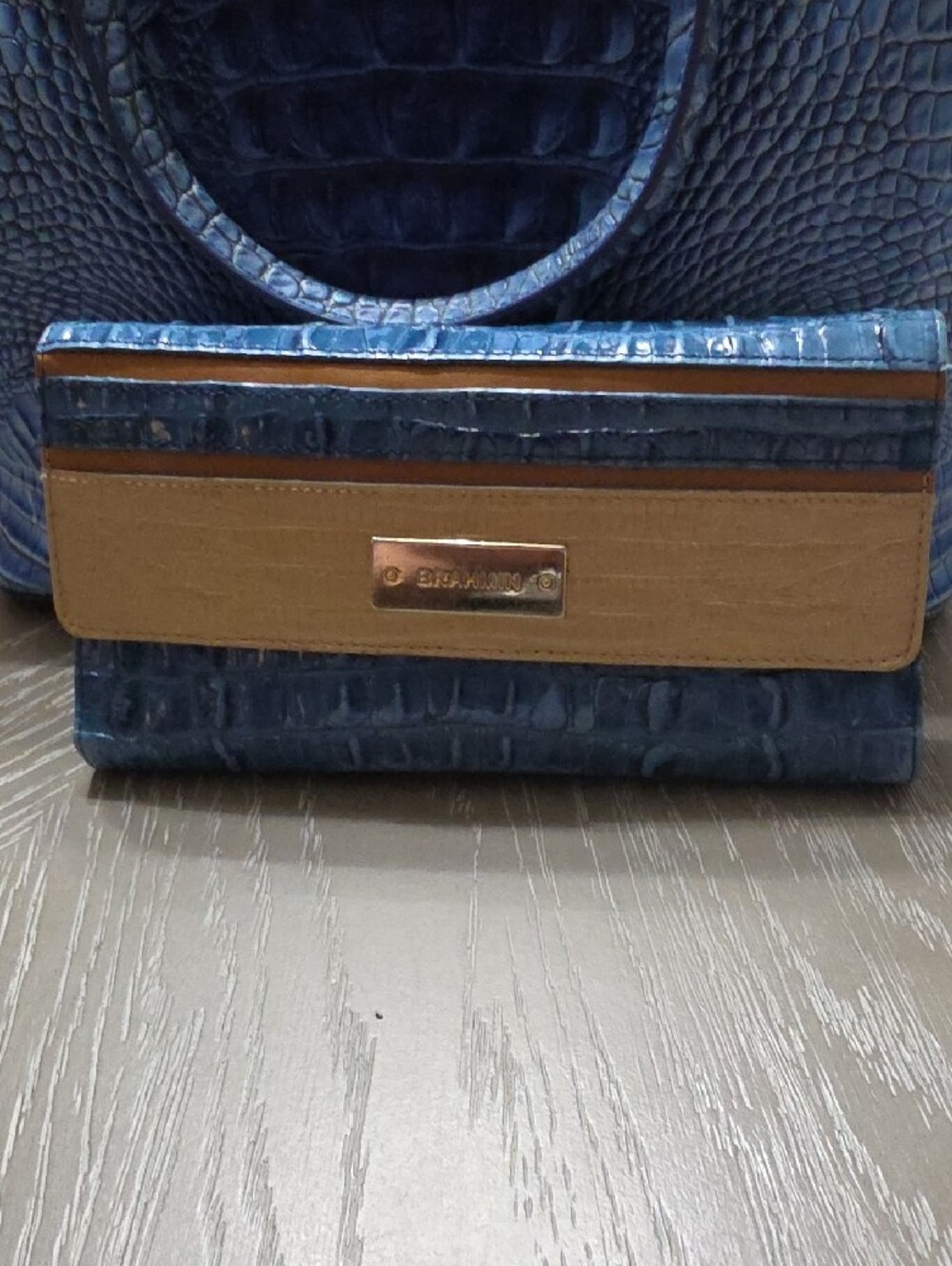 Brahmin Navy Croc-Embossed Top-Handle Satchel - Picture 8 of 12